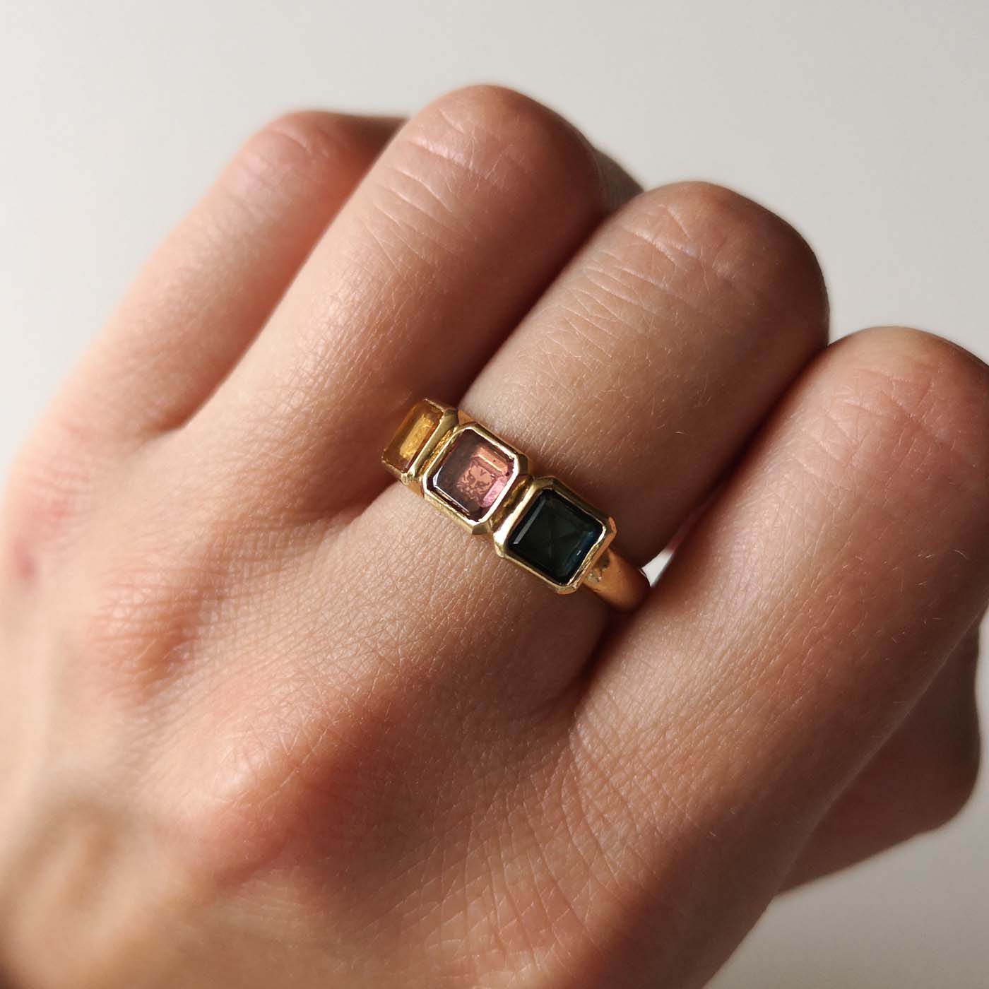 Golden Futures Ring in Gold with Three Set Stones